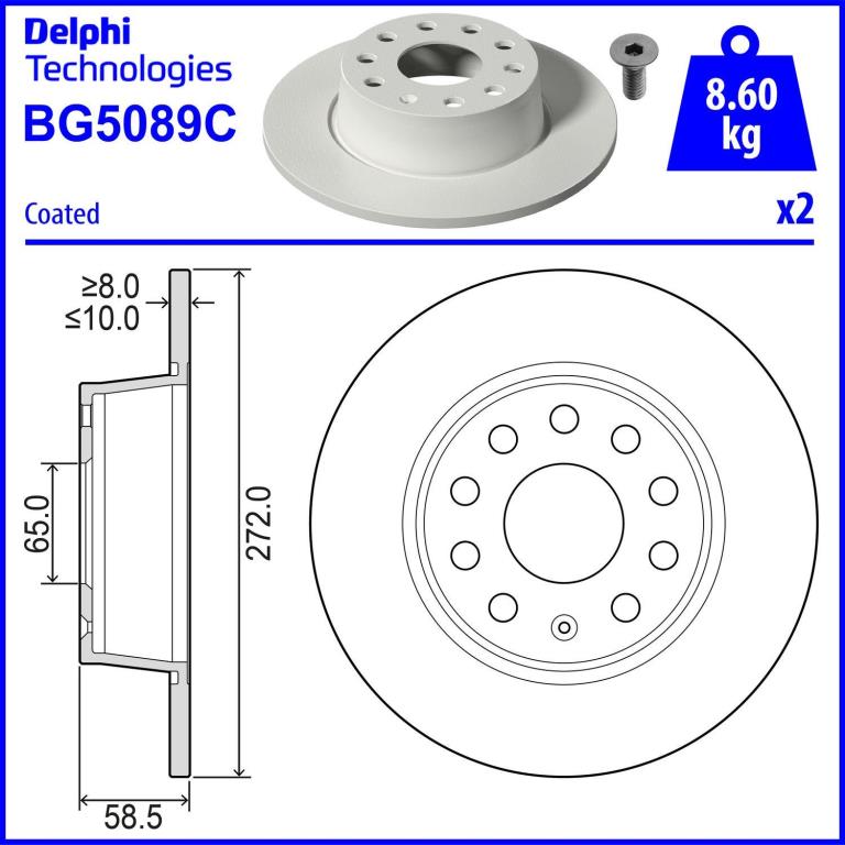 Disques de frein DELPHI ref. BG5089C