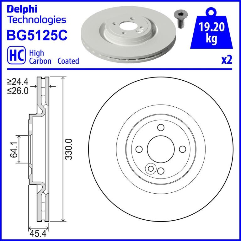Discos de travão DELPHI ref. BG5125C