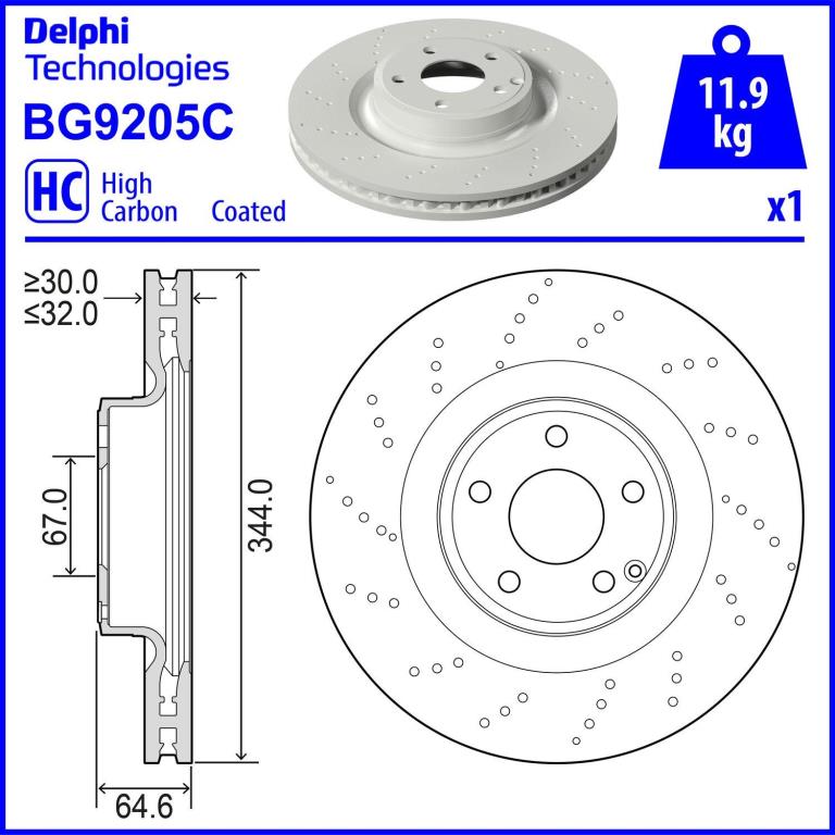Disques de frein DELPHI ref. BG9205C