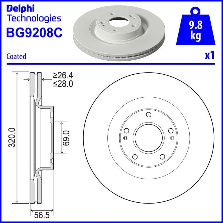Delphi Technologies BG4273 - Disques De Frein Avant Vented Set Of 2