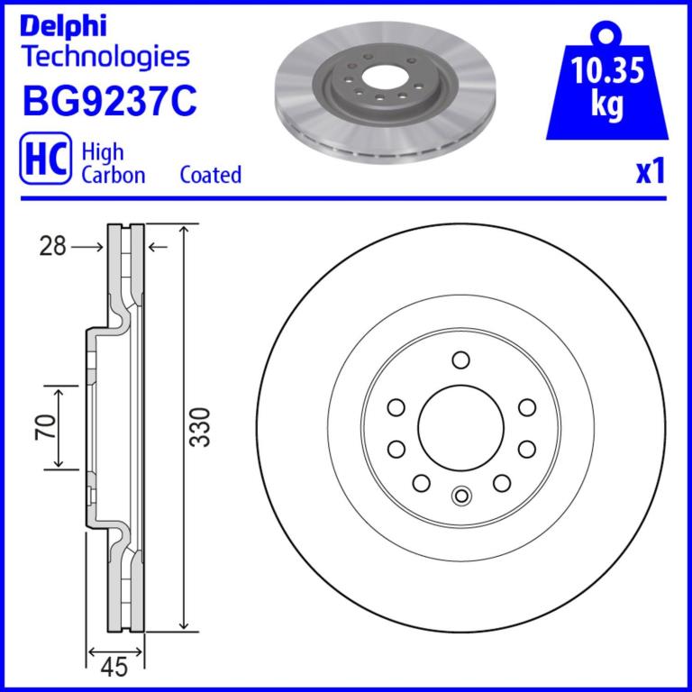 Disques de frein DELPHI ref. BG9237C