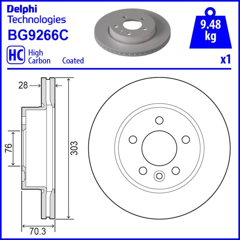 Disques de frein DELPHI ref. BG9266C