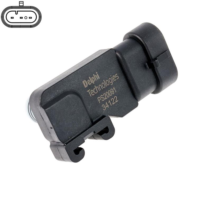 Capteur Pression Admission DELPHI PS20083-12B1 - Compatible Peugeot, Citroën (208, 308, C3, Berlingo, Etc.)