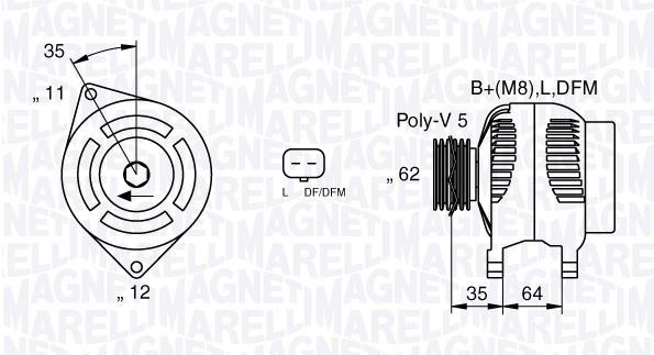 Alternateur MAGNETI MARELLI ref. 063377015010