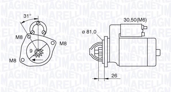 Démarreur MAGNETI MARELLI 063522230130